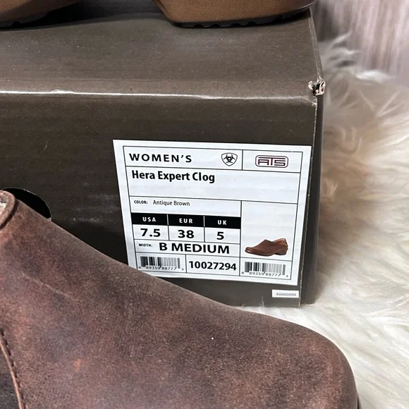 Ariat Hera Expert Clog - Women's 7.5 Distresses Brown with Floral Pattern - Picture 2 of 8